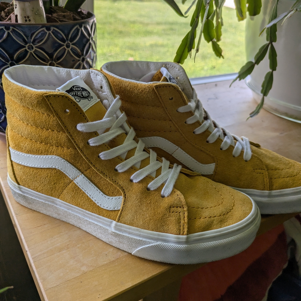 Vans Yellow and White Sk8-Hi Sneakers